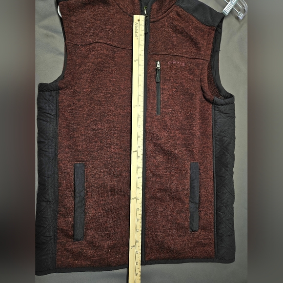 Orvis fleece Vest Full Zip Maroon Men’s Sz M Zip Pockets Outdoor Fishing - Picture 2 of 5